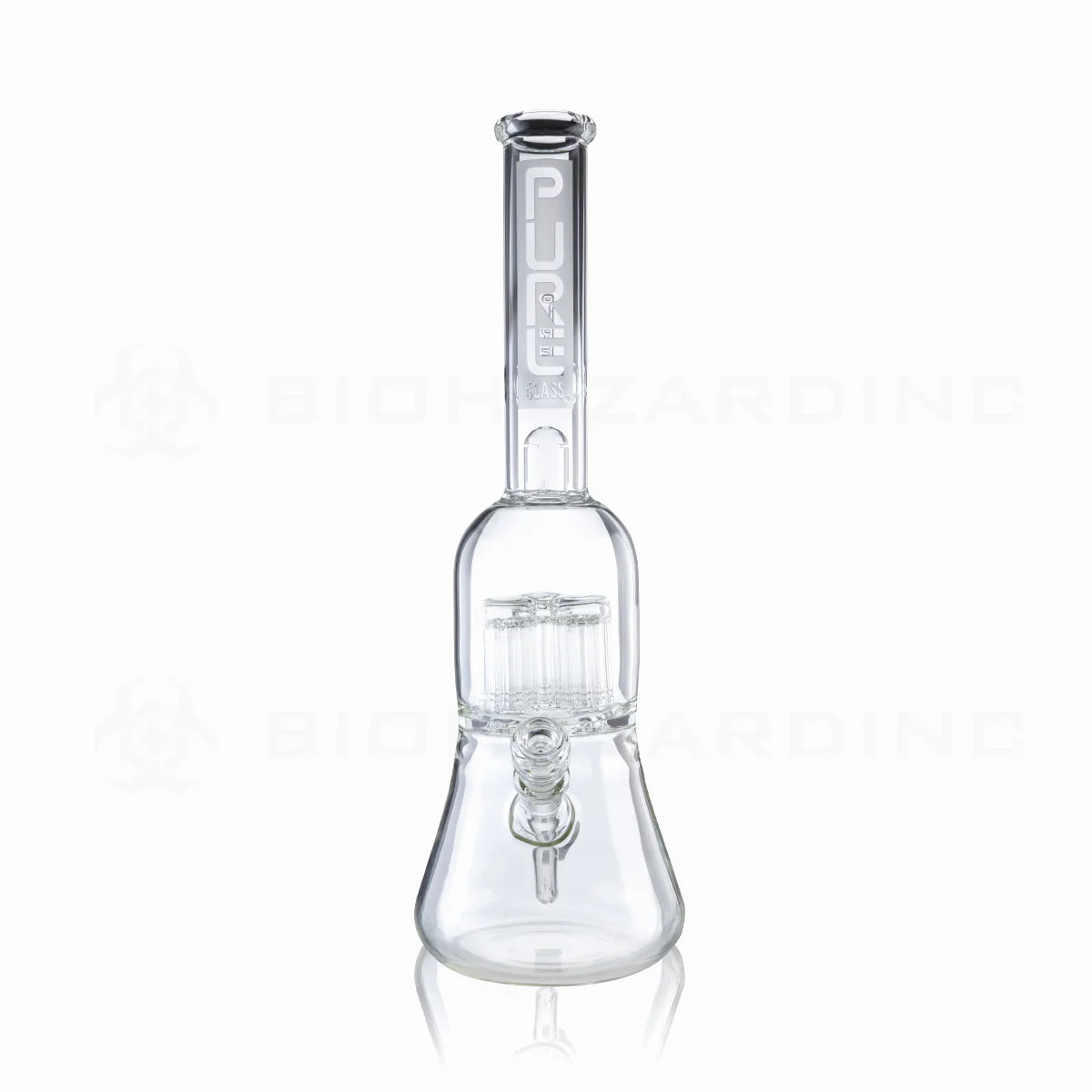 PURE Glass Kraken Triple 10-Arm Tree Percolator + Splashguard Water Pipe 20" - 19mm - Etched