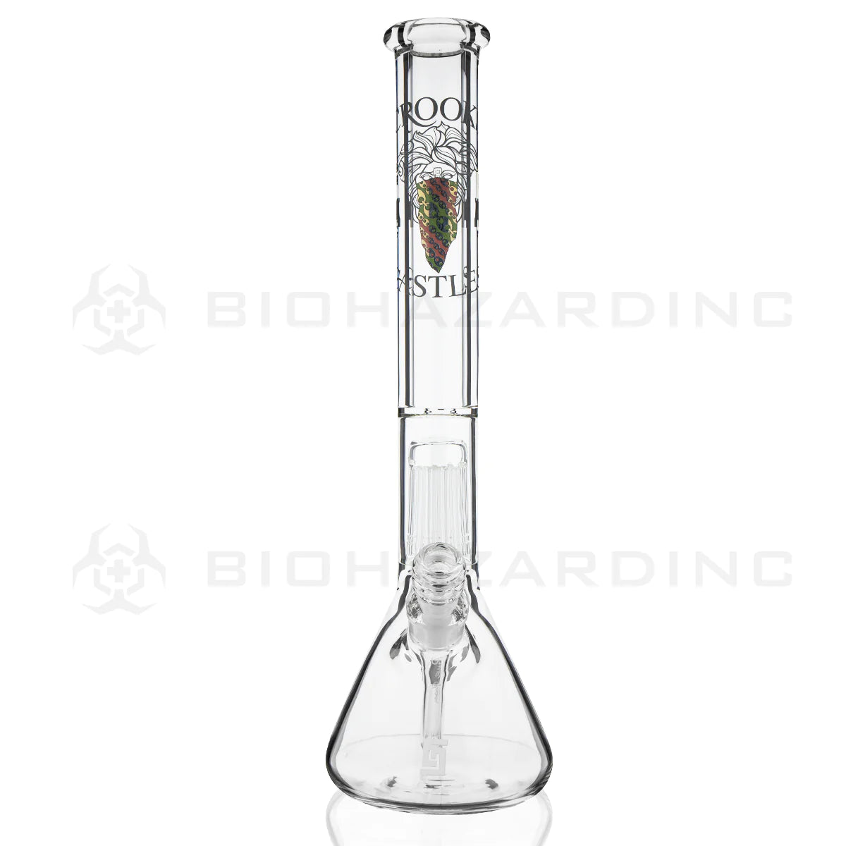 Crooks & Castles x PURE Glass 10-Arm Tree Percolator Heavy Beaker Water Pipe 18" - 19mm - Clear