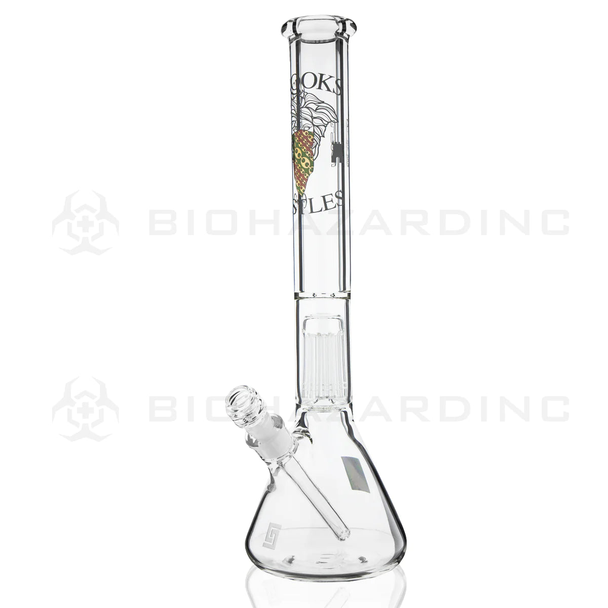Crooks & Castles x PURE Glass 10-Arm Tree Percolator Heavy Beaker Water Pipe 18" - 19mm - Clear