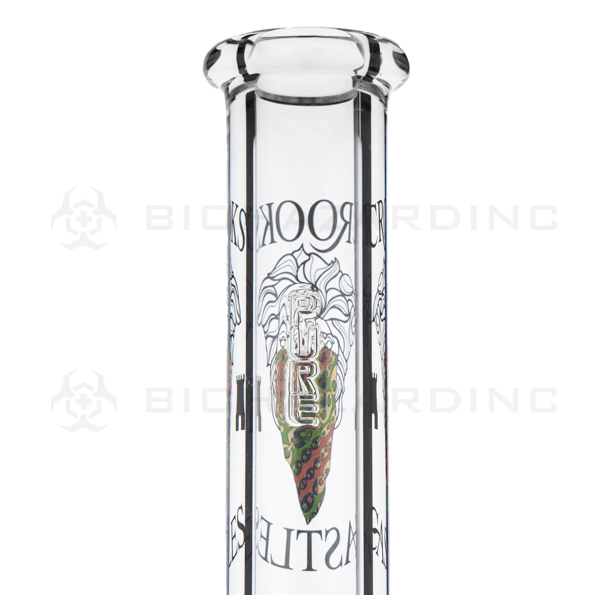 Crooks & Castles x PURE Glass 10-Arm Tree Percolator Heavy Beaker Water Pipe 18" - 19mm - Clear