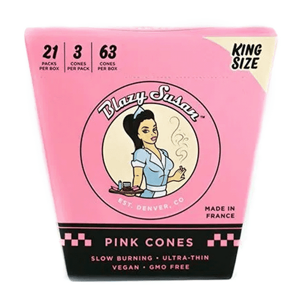 Blazy Susan - King Size Pre Rolled Pink Cones - 21 Pack Box