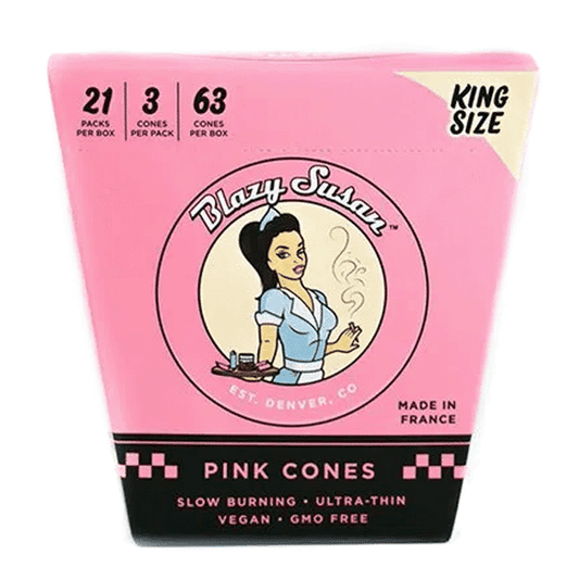 Blazy Susan - King Size Pre Rolled Pink Cones - 21 Pack Box